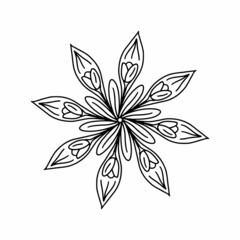 Fototapeta premium Vector hand drawn tulip isolated on white background icon. Cute doodle floral for seasonal design, textile, decoration for greeting card. Doodle coloring page for adult and kids. Ink scribble line art