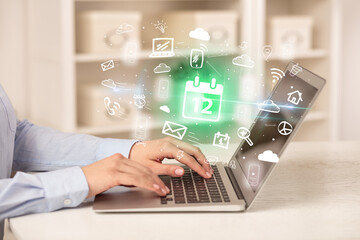 Businessman working on laptop with new business concept
