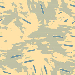 Neutral light blue yellow seamless abstract texture. Modern coastal living all over print. Irregular soft furnishing cover grunge background. High quality jpg swatch.