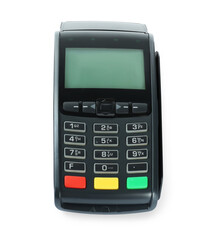 New modern payment terminal isolated on white