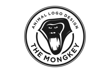 Grumpy Angry Gorilla / King Kong Monkey Face illustration logo