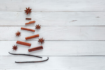 New Year spice tree made of cinnamon sticks, vanilla pods and anis star