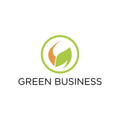 leaf with circle abstract logo design