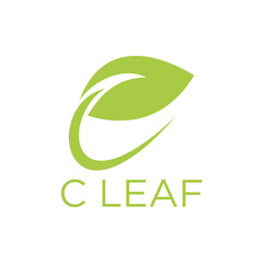 leaf cinitial green eco logo