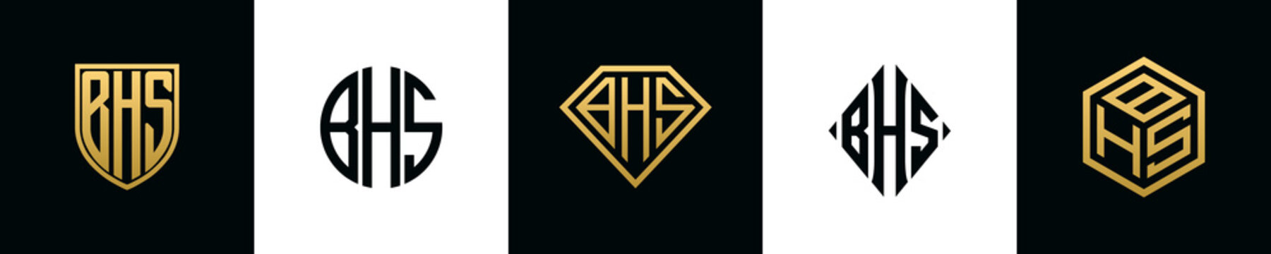 Initial letters BHS logo designs Bundle