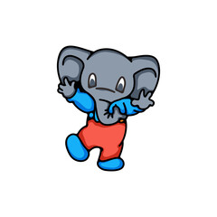 elephant cute logo design template