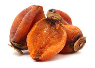 dried persimmon on white background 