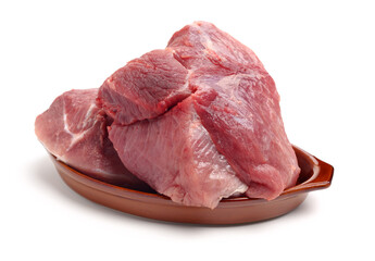 Pork belly on white background