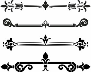 Vector set of classic monograms. Curl at the end of the text. Pattern of ancient greece, roman empire. Typographic ornament
