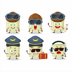 Pilot cartoon mascot banana marshmallow with glasses