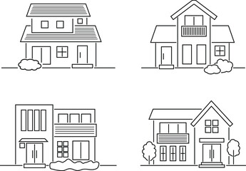 手描き風・住宅のベクターイラストセット
