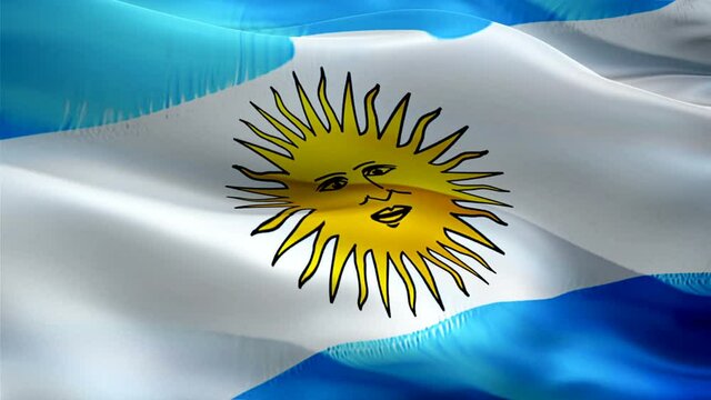 Argentina flag video. National 3d Argentinian Flag Slow Motion video. Argentina tourism Flag Blowing Close Up. Argentinian Flags Motion Loop HD resolution Background Closeup 1080p Full HD video flags 