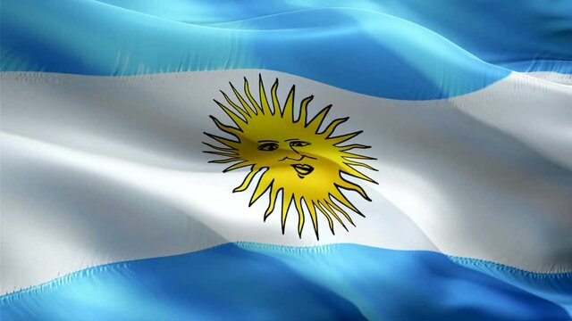 Argentinian flag. 3d Argentina sign waving video. Flag of Argentina holiday seamless loop animation. Argentinian flag silk HD resolution Background. Argentina flag Closeup 1080p HD video for Independe