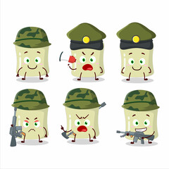 A charming soldier banana marshmallow cartoon picture bring a gun machine