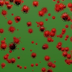Virus cells on blood with  background, 3d illustration