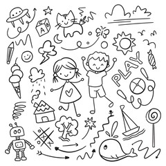 kid's scribble doodle isolated on white