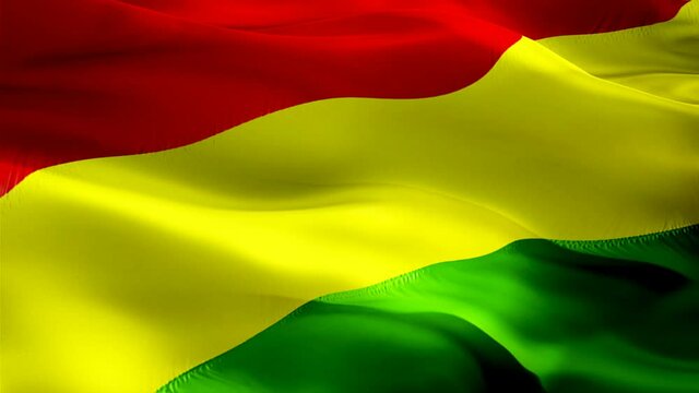 Bolivia flag video. National 3d Bolivian Flag Slow Motion video. Bolivia tourism Flag Blowing Close Up. Bolivian Flags Motion Loop HD resolution Background Closeup 1080p Full HD video flags waving in 