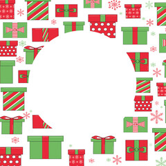 Cute set of for Christmas backgrounds with Christmas present boxes and snowflakes.. Copy space