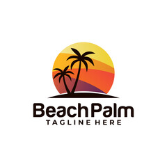 palm logo icon beach