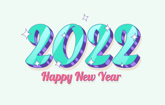 2022 New Year Lettering on Light Background. Holiday Design for Greeting Card, Invitation, Calendar