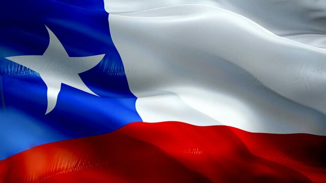 Chile flag video. National 3d Chilean Flag Slow Motion video. Chile tourism Flag Blowing Close Up. Chilean Flags Motion Loop HD resolution Background Closeup 1080p Full HD video flags waving in wind v
