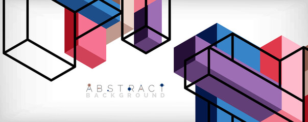 Abstract background. 3d cubes, cubic elements and blocks. Techno or business concept for wallpaper, banner, background, landing page