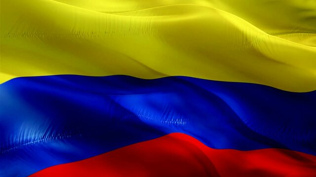 Colombian flag. 3d Colombia sign waving video. Flag of Colombia holiday seamless loop animation. Colombian flag silk HD resolution Background. Colombia flag Closeup 1080p HD video for Independence Day