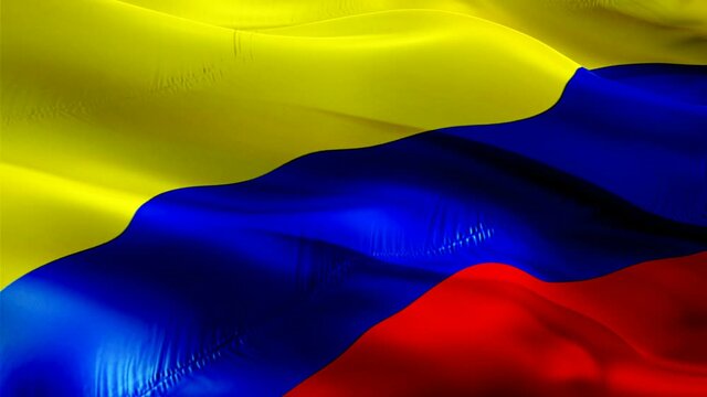 Colombia flag video. National 3d Colombian Flag Slow Motion video. Colombia tourism Flag Blowing Close Up. Colombian Flags Motion Loop HD resolution