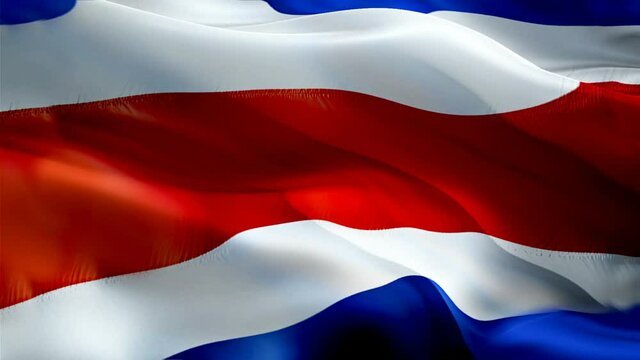 Costa Rica flag video. National 3d Costa Rica Flag Slow Motion video. Sign of seamless Full HD 1920X1080 loop animation. Costa Rica tourism Flags Motion Loop HD Background Closeup 1080p Full HD video 