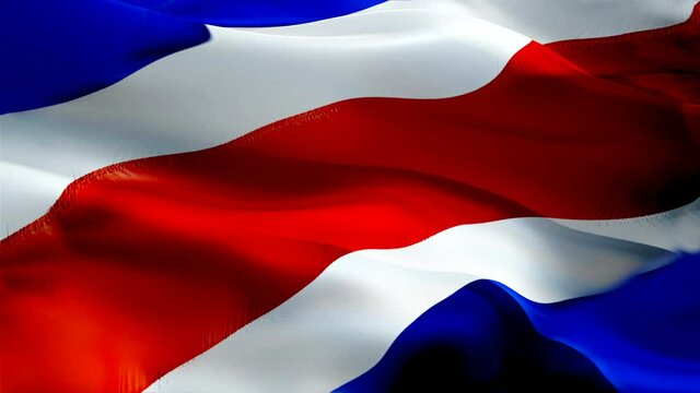 Costa Rica flag. 3d Costa Rica sign waving video. Flag of Costa Rica vacation seamless loop animation silk HD Background. Costa Rica flag Closeup 1080p HD video for Independence Day,Victory day
