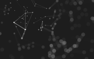 Abstract background. Molecules technology with polygonal shapes, connecting dots and lines. Connection structure. Big data visualization.