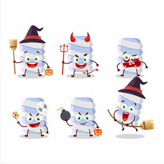 Halloween expression emoticons with cartoon character of blue marshmallow twist