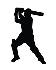 Silhouette of cricket player - batsman. Cricket elements. Famous sport. Cricket player icon.