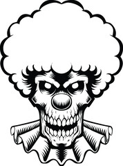 illustration vector graphic of scary skull clown perfect for tshirt tattoo design
