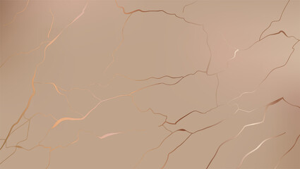 Kintsugi style. Abstract cracks pattern on orange background