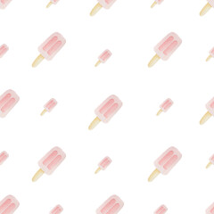 Seamless pattern watercolor ice cream