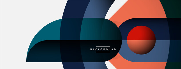 Geometric abstract background. Round shapes, circles, lines composition for wallpaper banner background or landing page