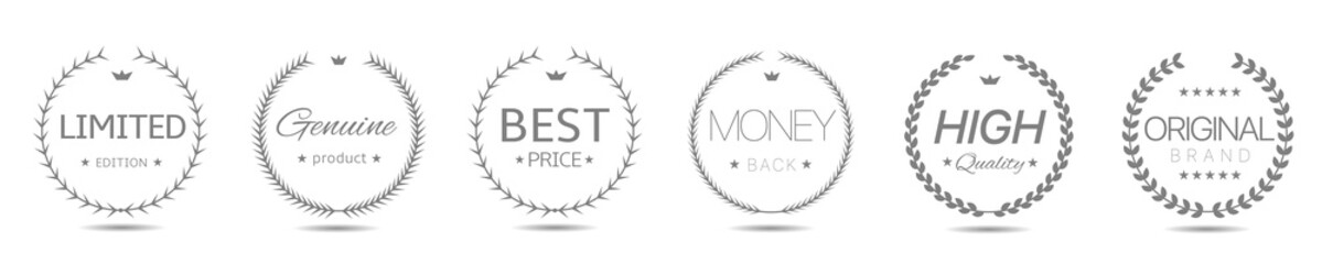 Limited edition grey laurel wreath label set