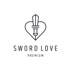 Sword Love logo linear style icon on white backround