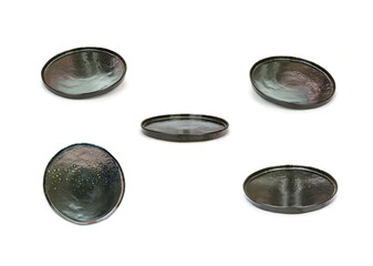 collection of black plate on white background
