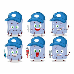 mechanic blueberry marshmallow cute mascot character with pliers
