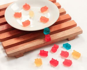 Yupi or often referred to as jelly is a snack that many children or adults like. Besides that, Yupi has a sweet and delicious taste that attracts everyone's attention. Focus blur.