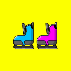 Hockey boot cartoon style icon illustration