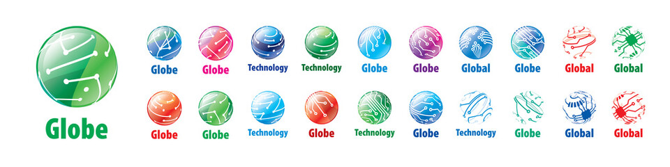 A set of abstract vector logos of the global network