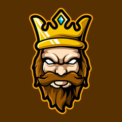 king head  mascot logo illustration for esport team and streamer
