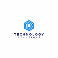 double T letter inspiration logo with abstract technology connection point hexagon type icon vector logo