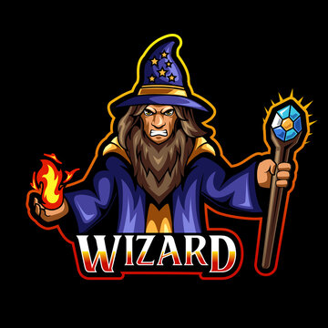 wizard mascot logo illustration for esport team and streamer © Ilhustrator