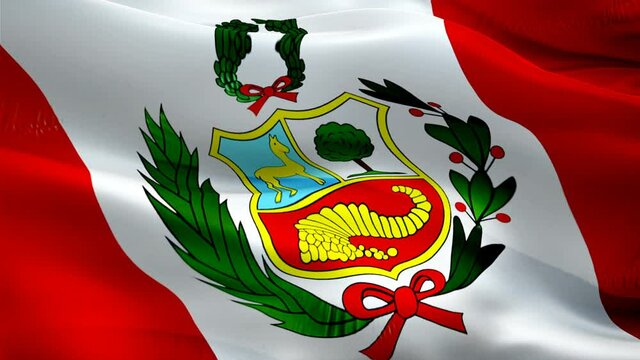 Peruvian flag. 3d Peru sign waving video. Flag of Peru seamless loop animation. Peruvian flag silk HD resolution Background. Peru flag Closeup 1080p HD video for Independence Day,Victory day
