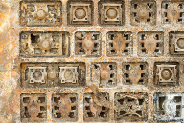 Destroyed and corroded vandalised laptop computer keyboard