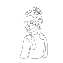 Abstract Woman Head Continuous One Line Vector Drawing. Style Template with Abstract Female Face. Modern Minimalist Simple Linear Style. Beauty Fashion Design 